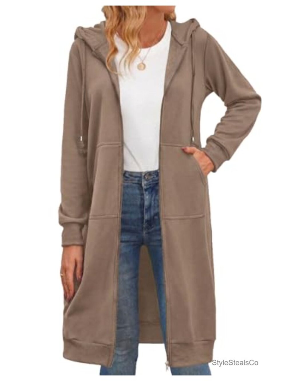 Oversized Fleece Zip Up Hoodie Long Tunic Sweatshirt Casual Fall Winter